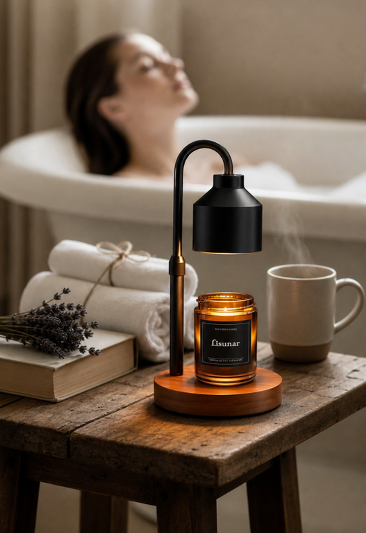 Electric Candle Warmer Lamp Black, Candle Lamp Warmer with Timer, Wax Warmer Lamp for Jar Candles, Adjustable Height Candle Light Warmer with 2 Bulbs