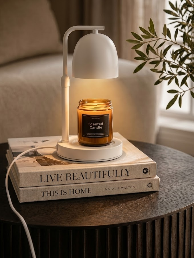 Candle Warmer Lamp with Timer & Dimmable, Adjustable Height White Candle Warmer for Jar Candles, Birthday Gifts for Women & Men, Office Decor, House Warming Gift, Wax Melt Warmer with 2 Bulbs