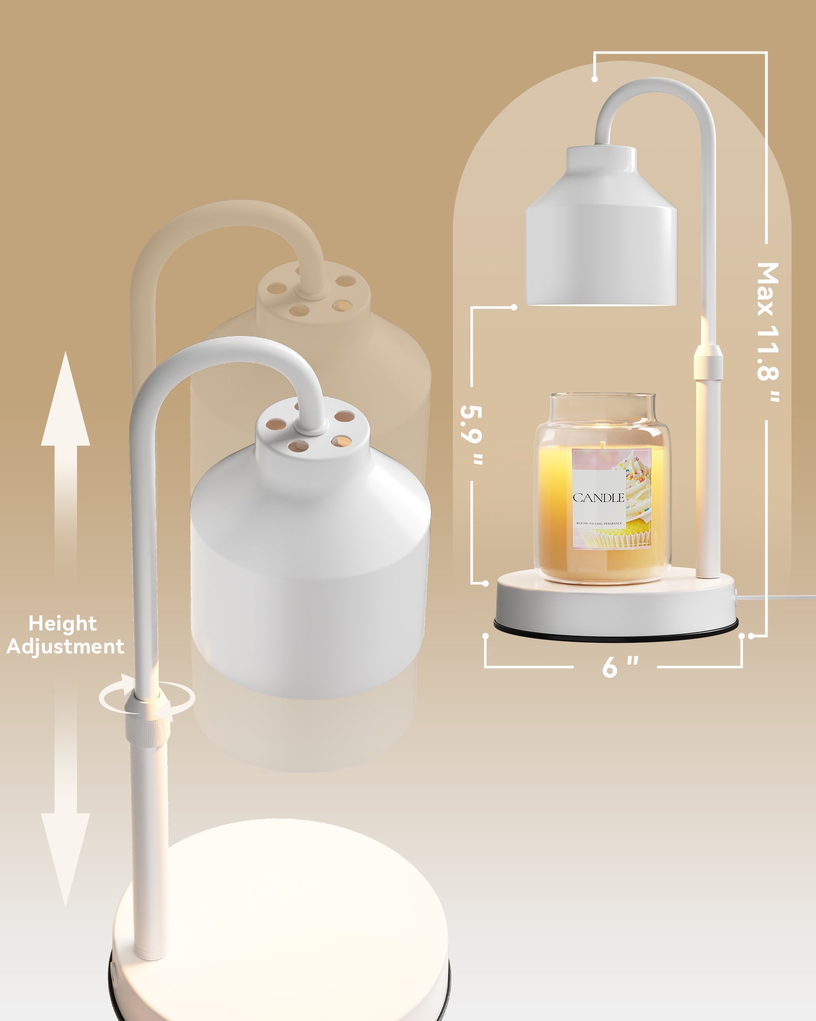 Lisunar White Candle Warmer Lamp with gift box