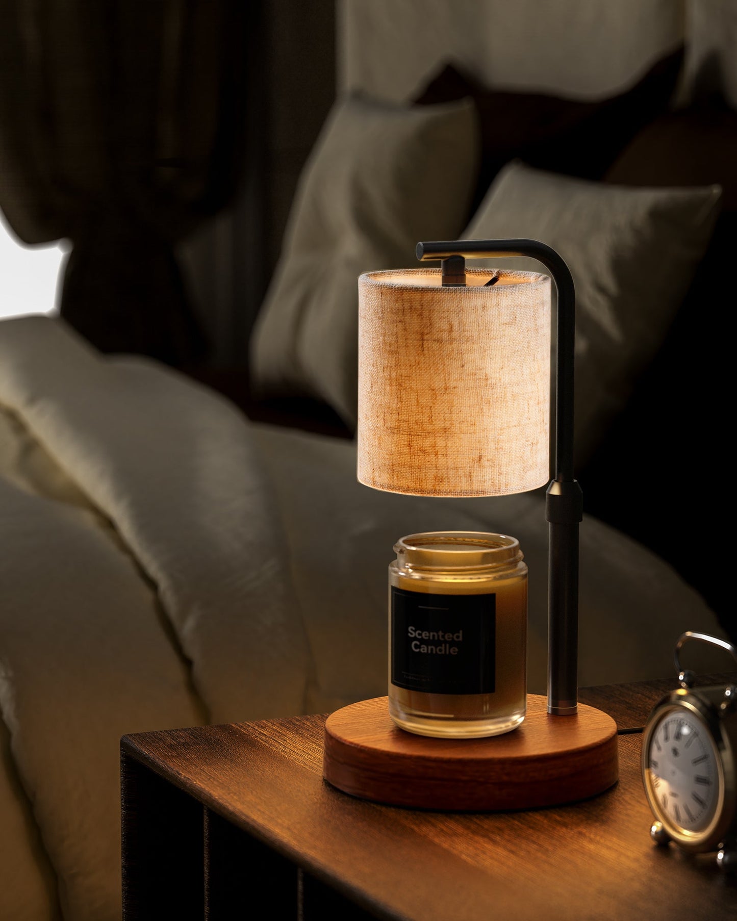 Candle warmer on desk with laptop and notebook office