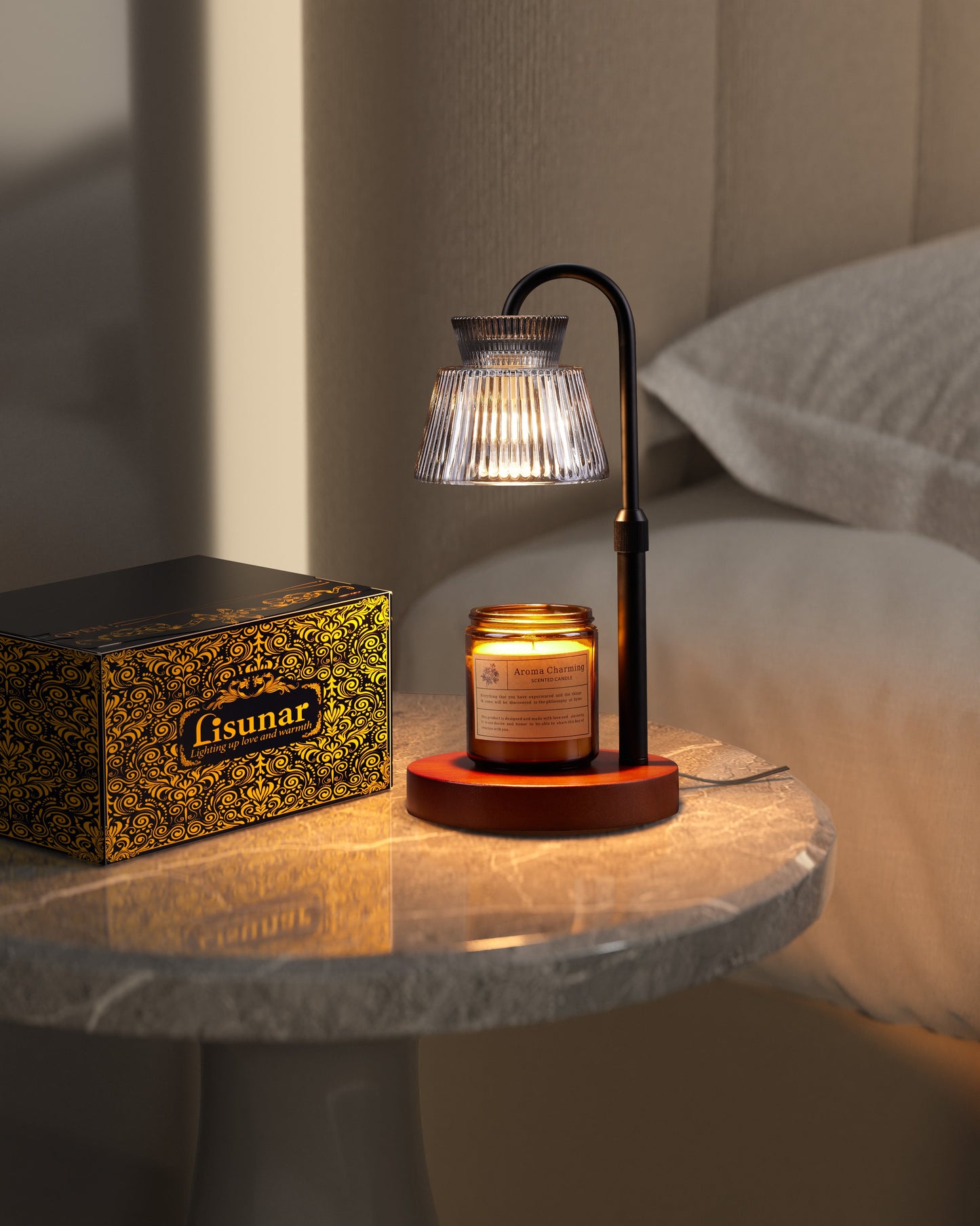 Candle warmer warm glow evening bedroom