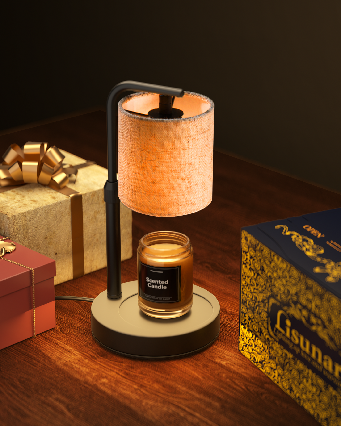 Lisunar black linen candle warmer product detail shot