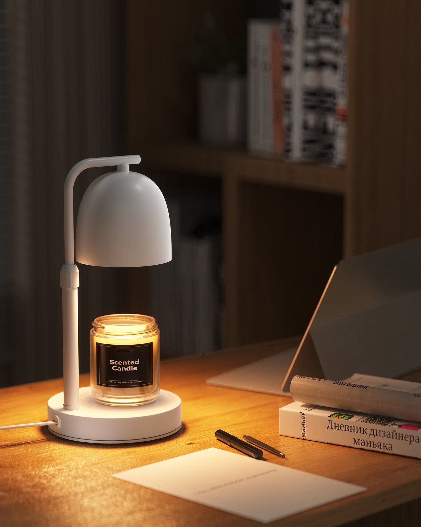 Lisunar candle warmer evening desk ambiance