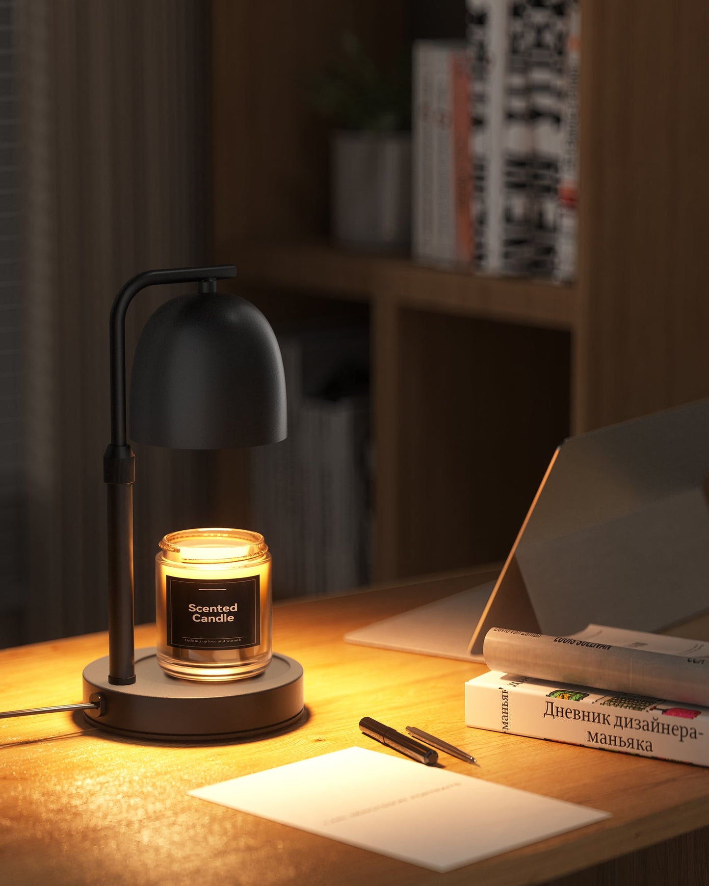 Candle warmer evening ambiance bedroom nightstand