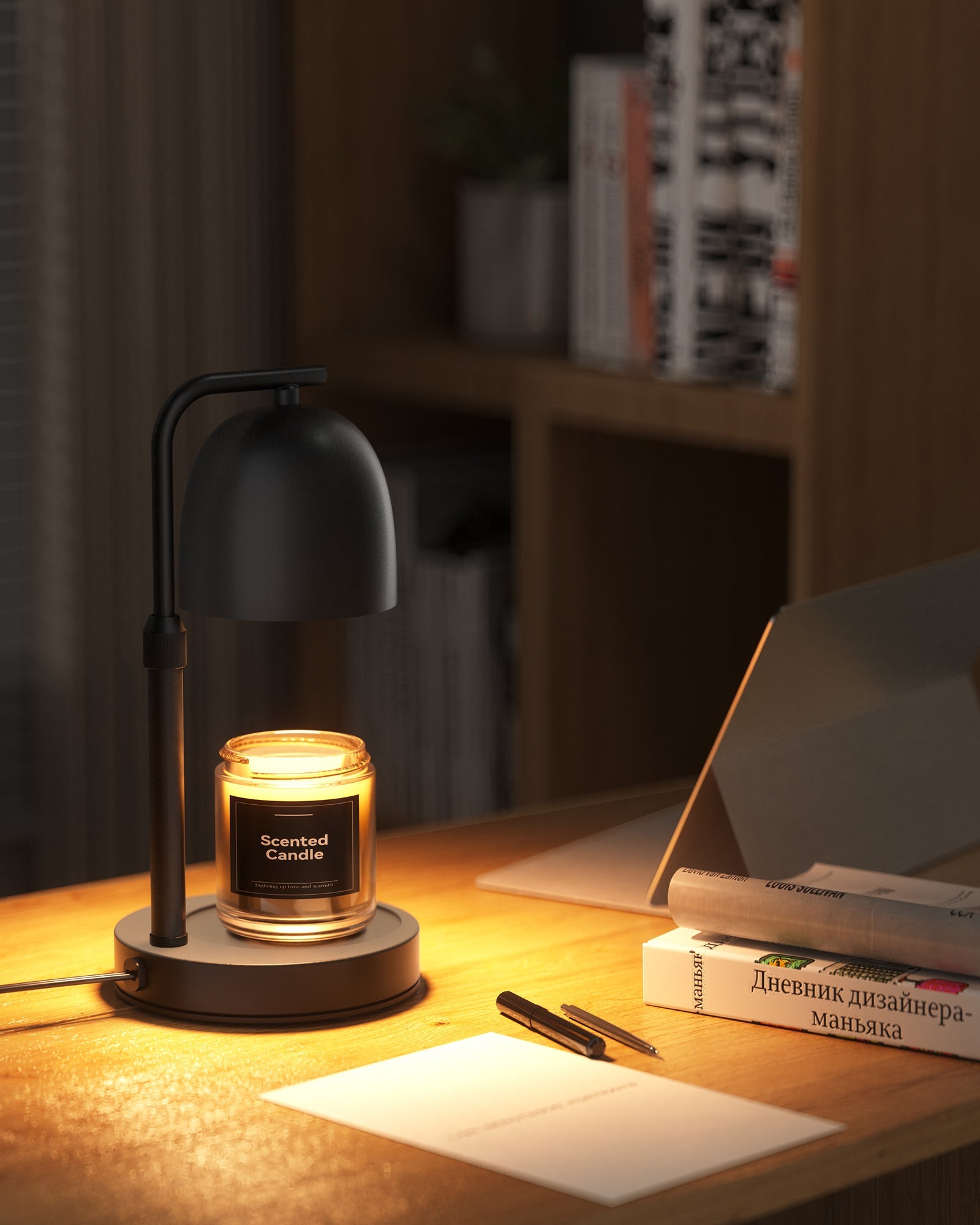 Candle warmer evening ambiance bedroom nightstand